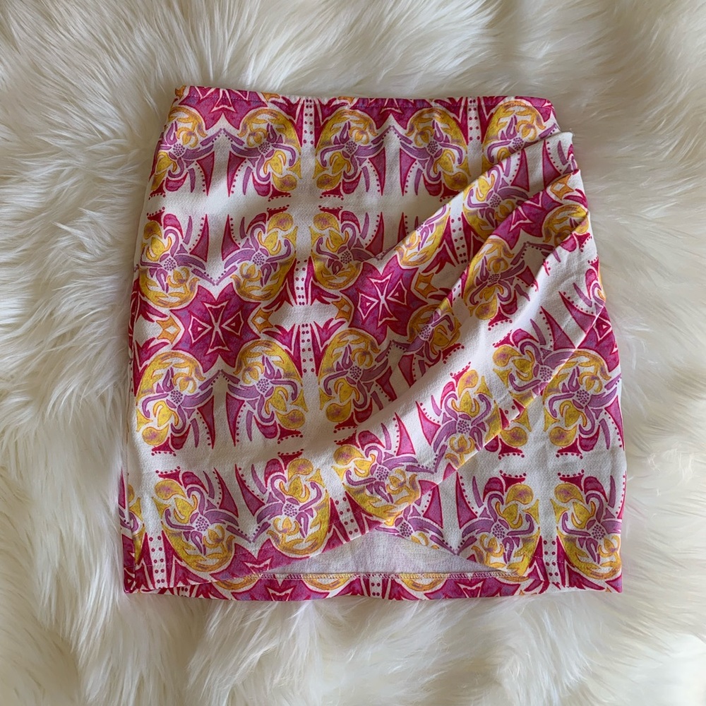 Sabo skirt XS adorable pink and yellow printed skirt nwot - Picture 7 of 7